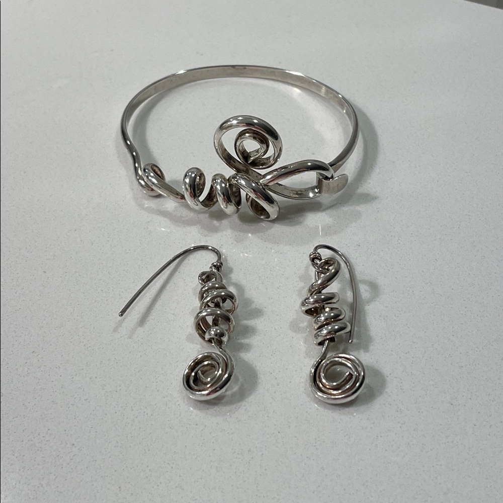 Sterling Silver Artisan Made Swirl Jewelry Set